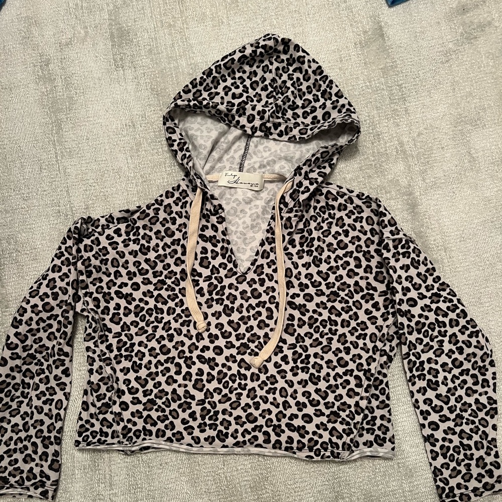 Vintage Havana leopard cropped hoodie